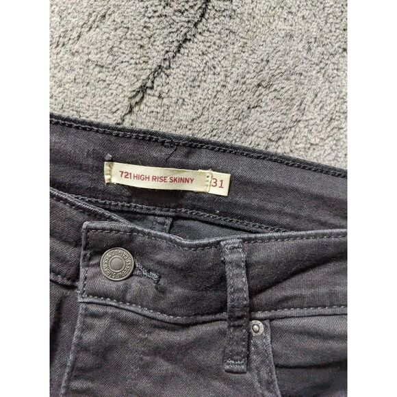 Levi's 721 High Rise Skinny Distressed Women's Jeans Size 31 Black - Picture 7 of 13